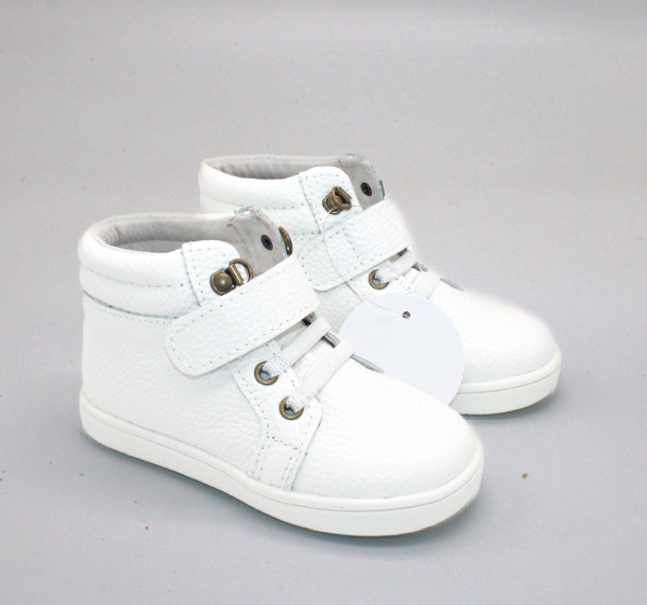 Leather High Top Sneakers White