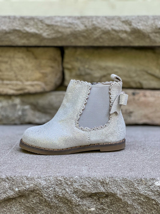 Chelsea Boot Silver Glitter -Bow Back