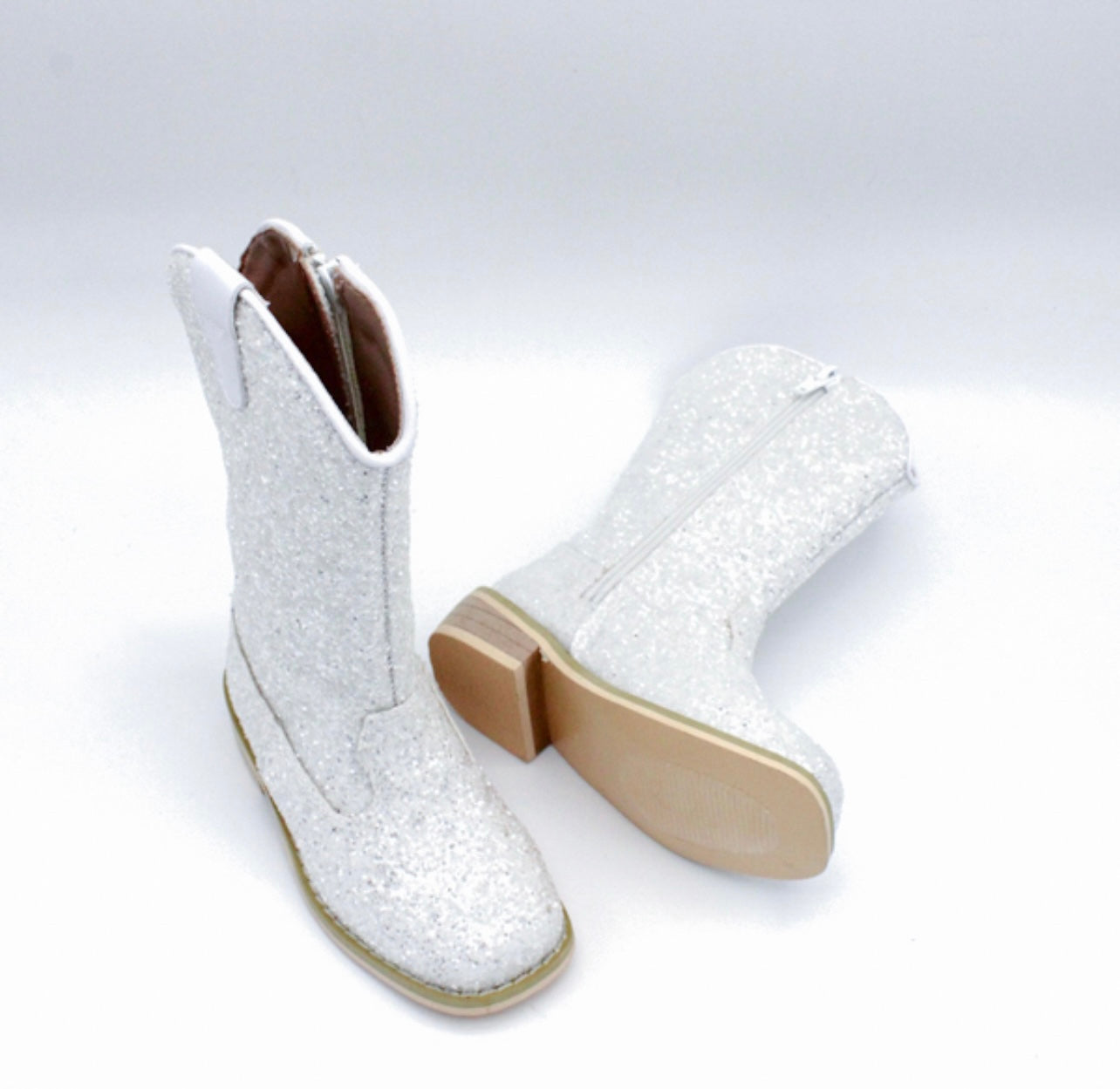 Lil’ Western Cowboy Cowgirl Boots White Glitter ❣️We recommend to size up! ❣️