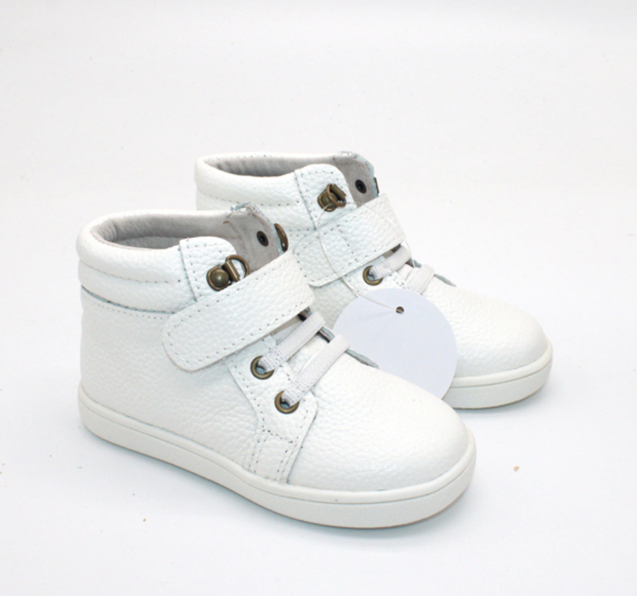 Leather High Top Sneakers White