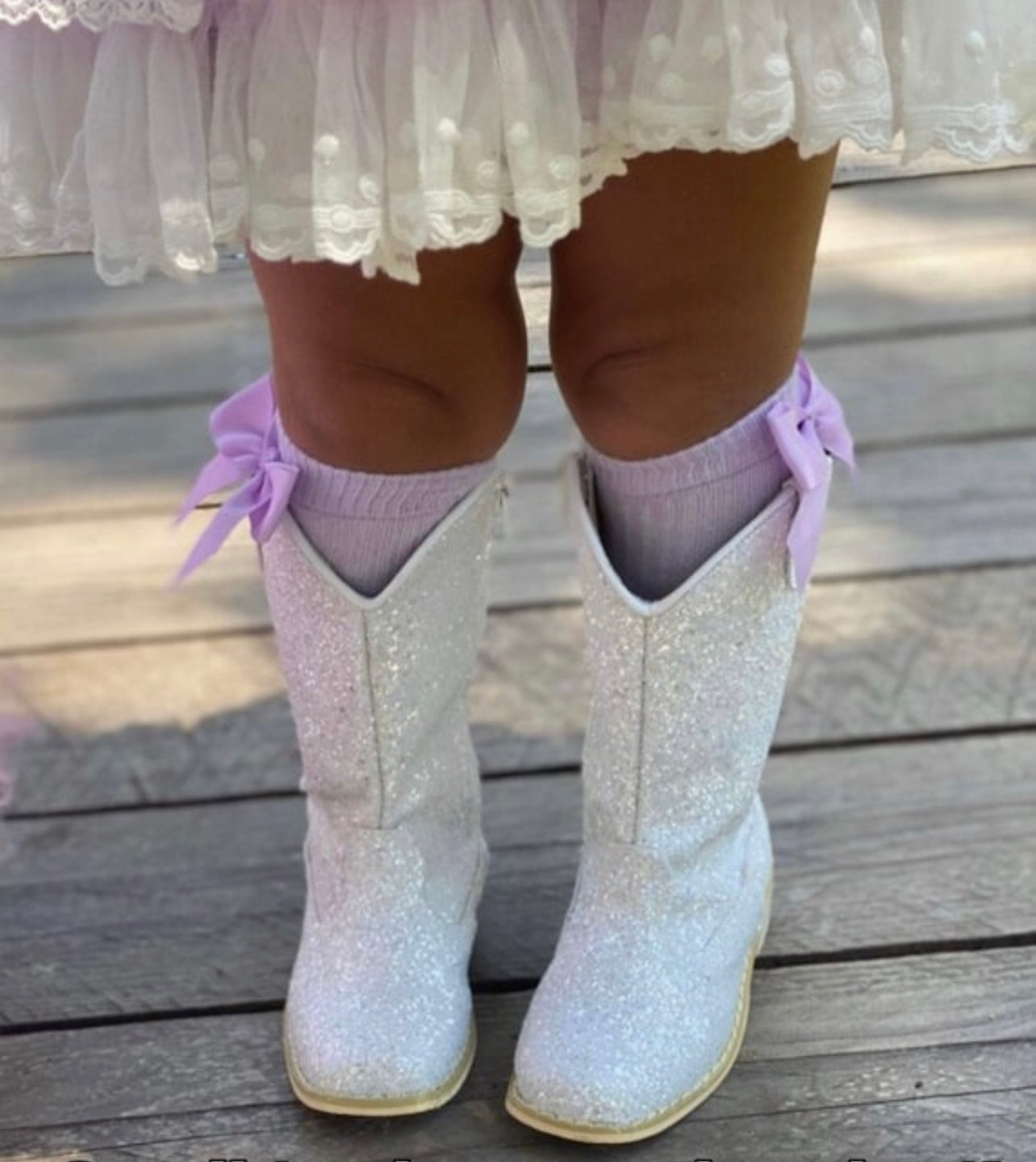 Lil’ Western Cowboy Cowgirl Boots White Glitter ❣️We recommend to size up! ❣️